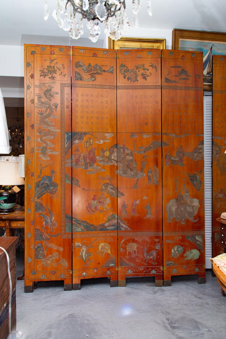 Chinese Export Eight Panel Screen For Sale 7