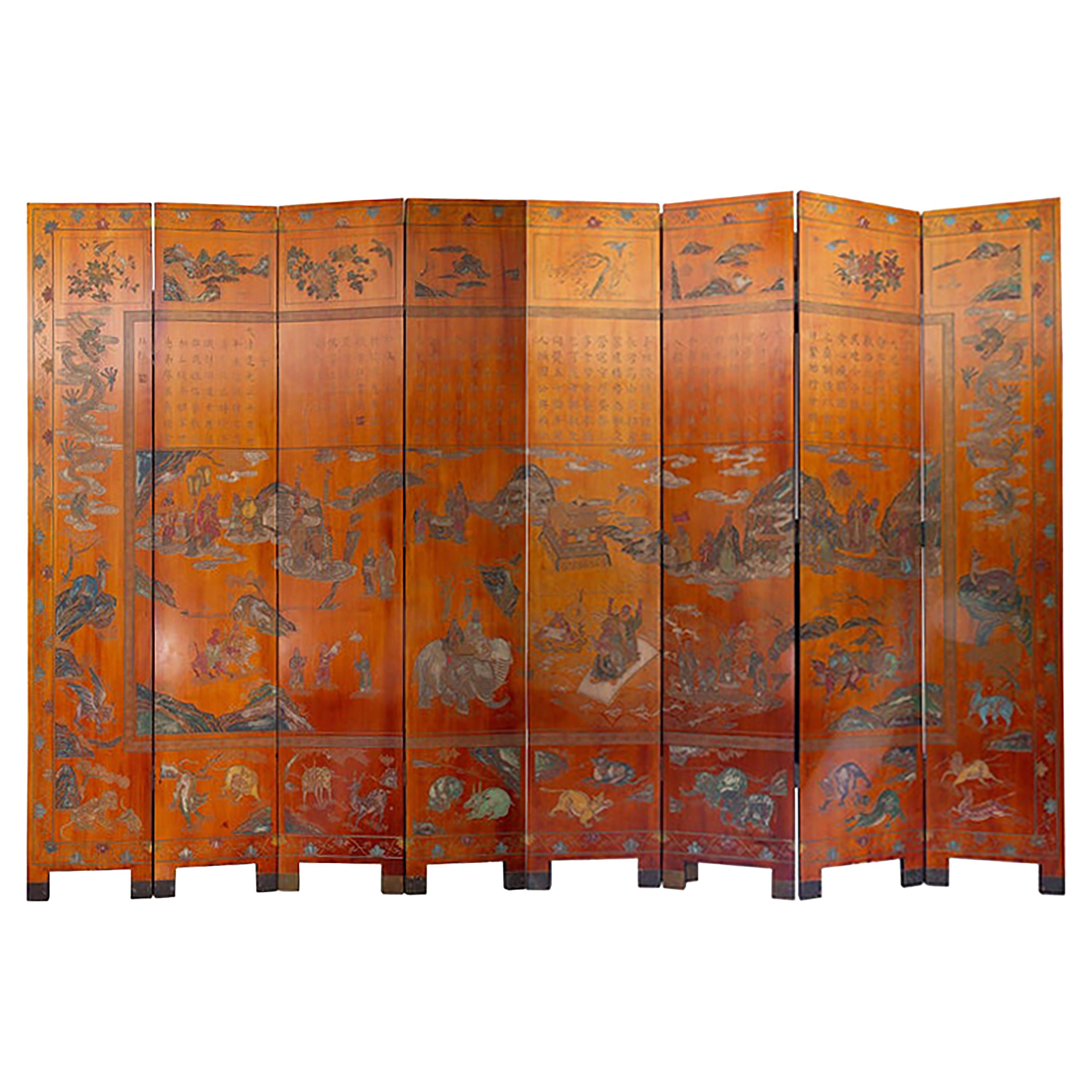 Chinese Export Eight Panel Screen For Sale