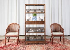 Chinese Export Elm Bookcase or Scholars Display Shelf Étagère