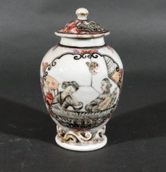 Chinese Export En Grisaille Teapoy with European Figures
