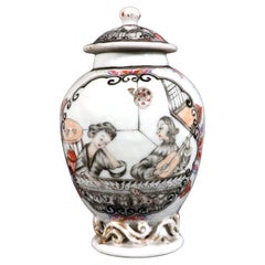 Used Chinese Export En Grisaille Teapoy with European Figures