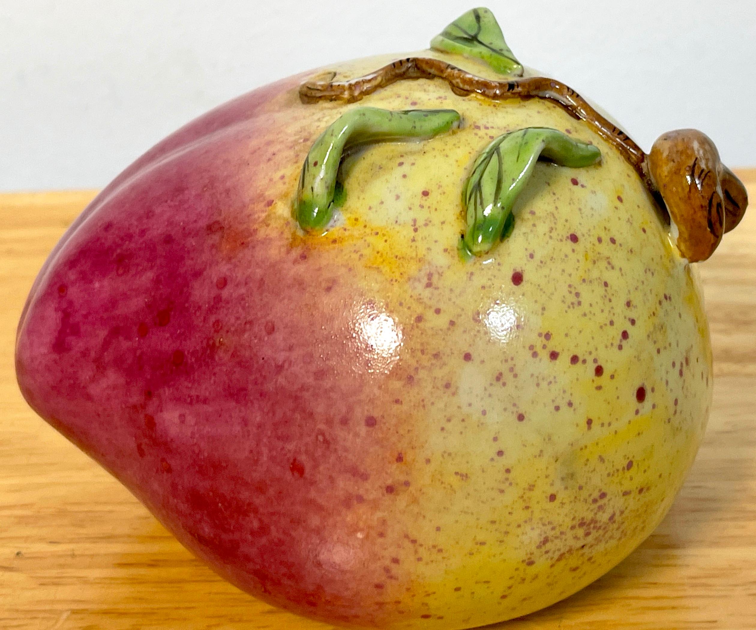Chinese export famille rose altar fruit, large peach, nicely decorated, good size.