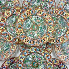 Chinese Export Famille Rose Medallion Reticulated Pierced Circle Rim Plate