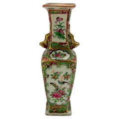Chinese Export Famille Rose Miniature Faceted Porcelain Vase, 19th Century