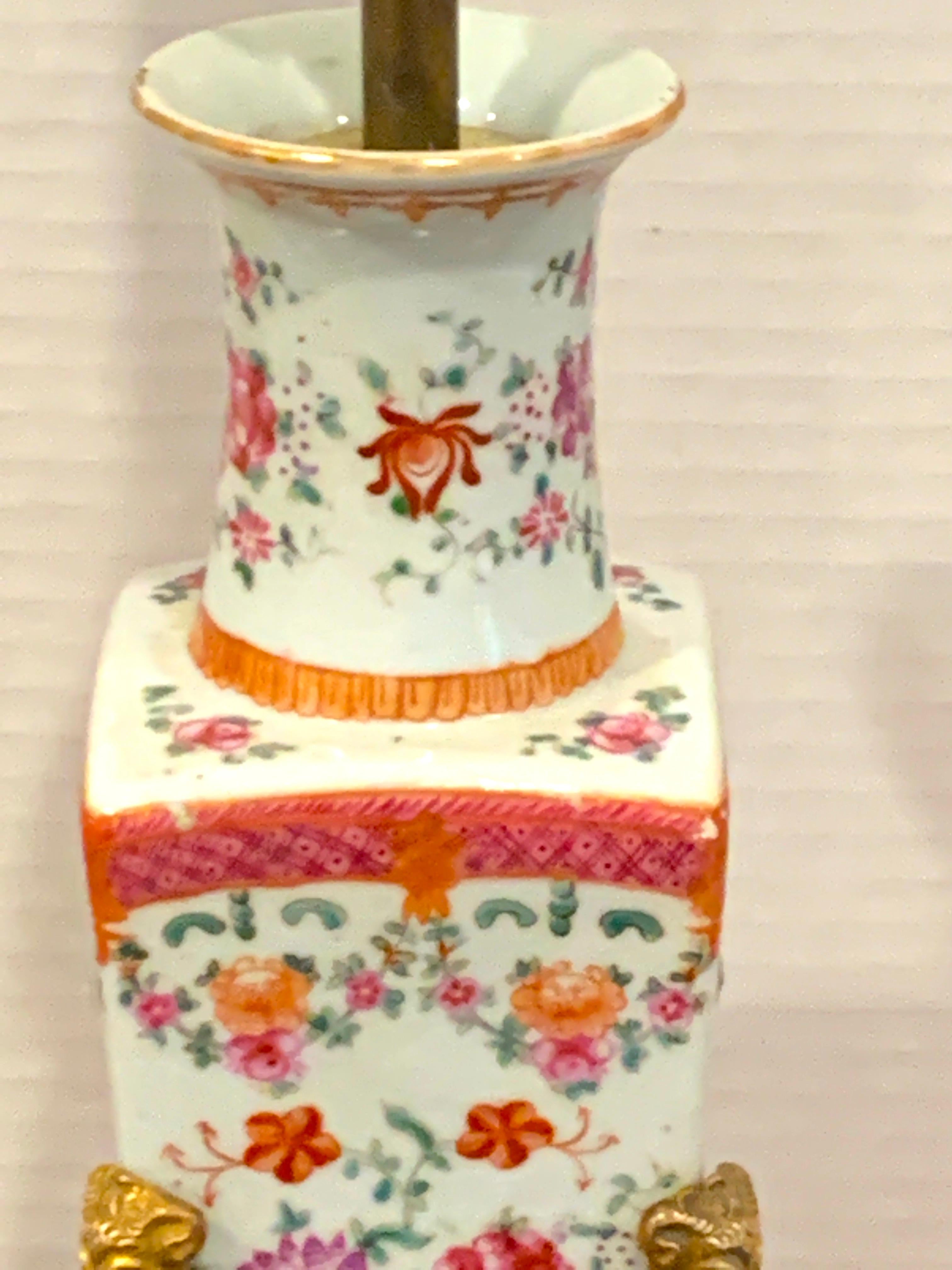 20th Century Chinese Export Famille Rose Ormolu Mounted Vase, Now as a Lamp