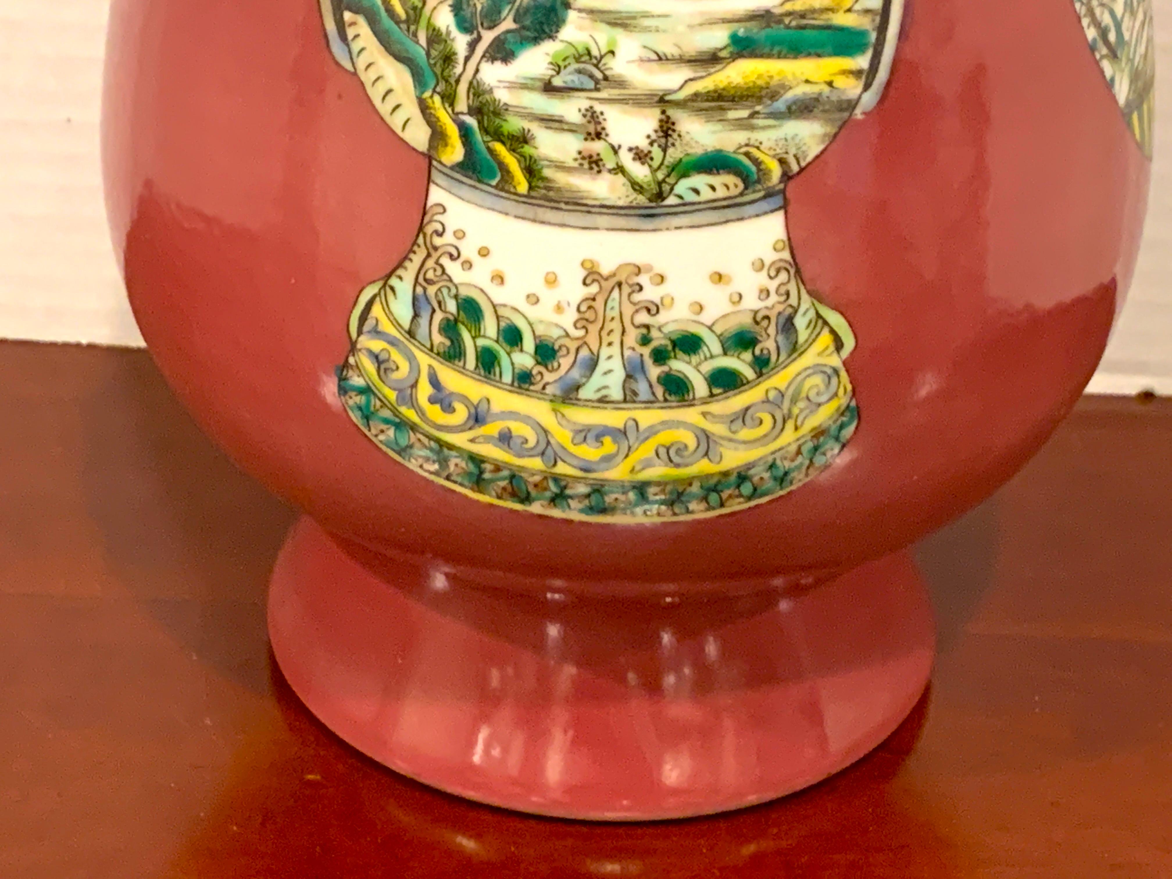 Chinese Export Famille Rose Plum Background Chinese Vase Motif Vase 5