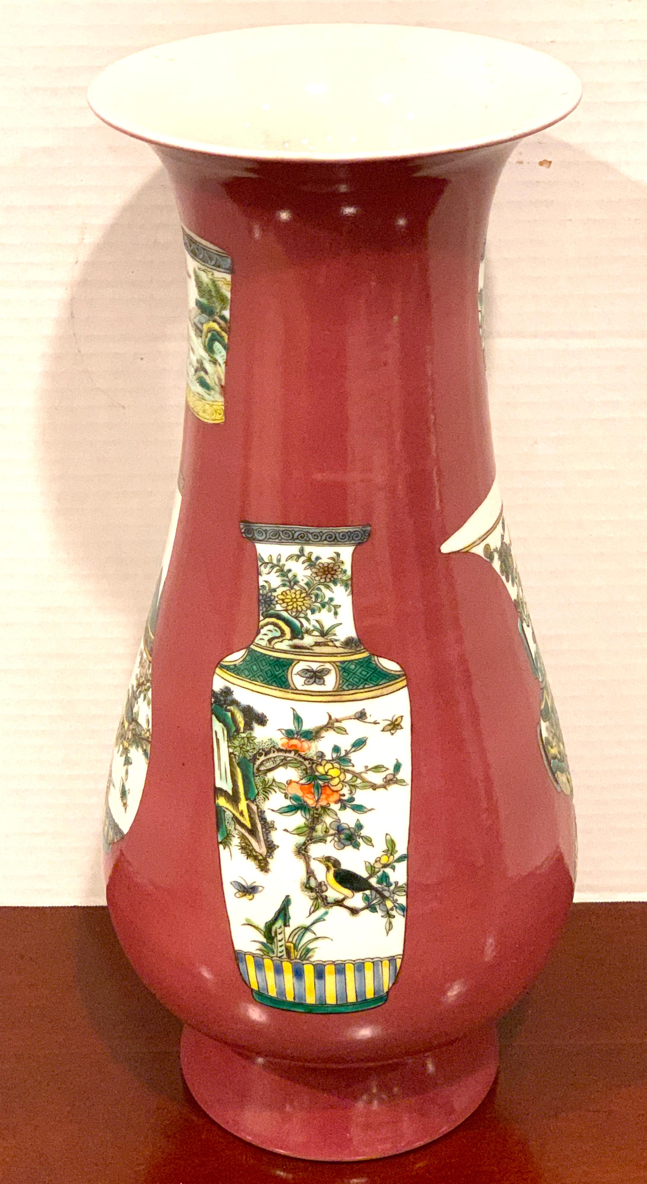 Chinese Export Famille Rose Plum Background Chinese Vase Motif Vase In Good Condition In Atlanta, GA
