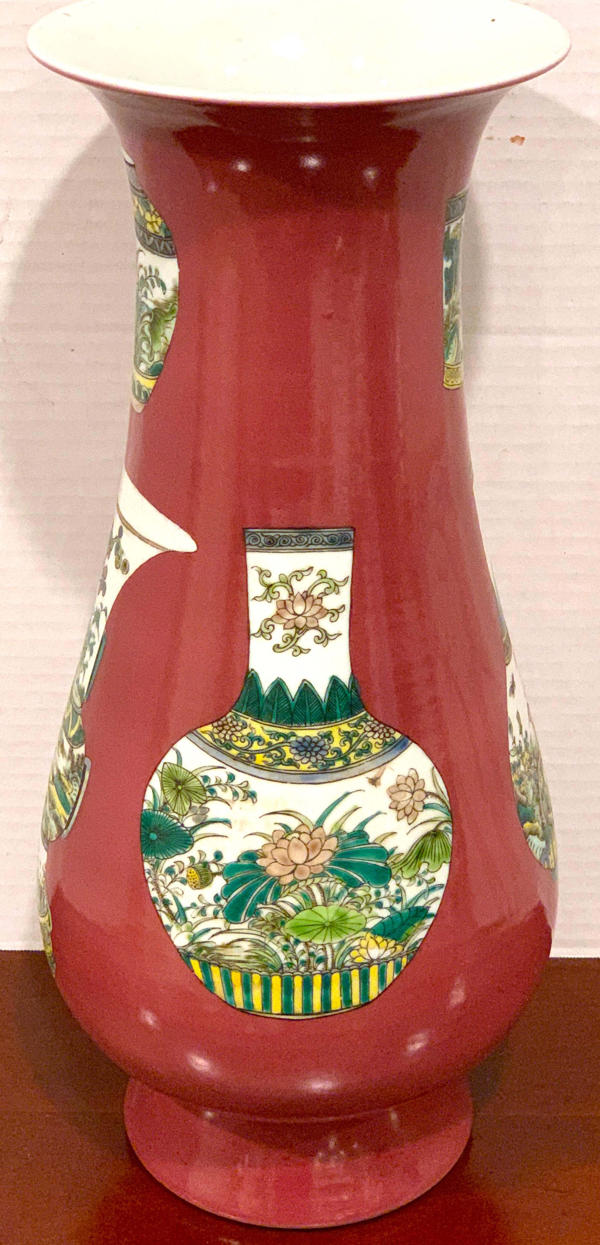 Chinese Export Famille Rose Plum Background Chinese Vase Motif Vase 2