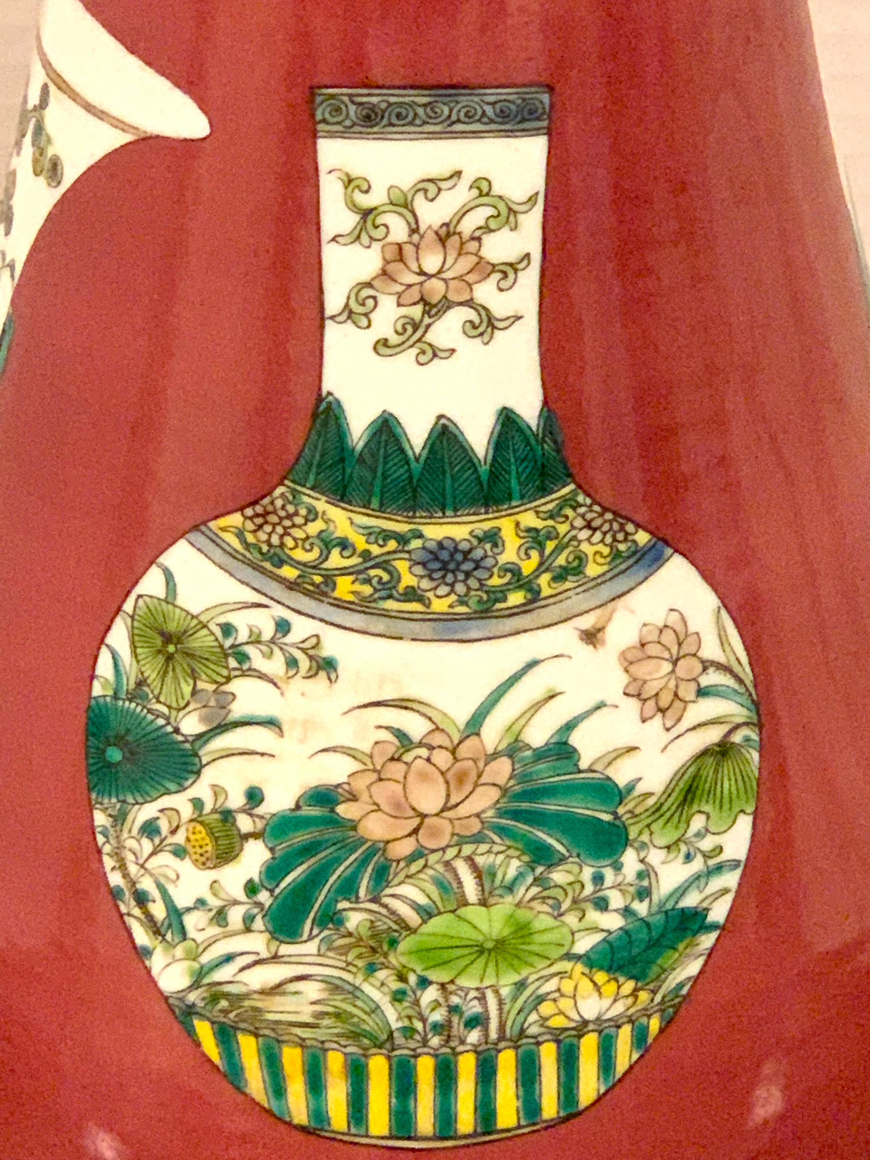 Chinese Export Famille Rose Plum Background Chinese Vase Motif Vase 3