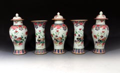 Guarnición de porcelana china de exportación Famille Rose