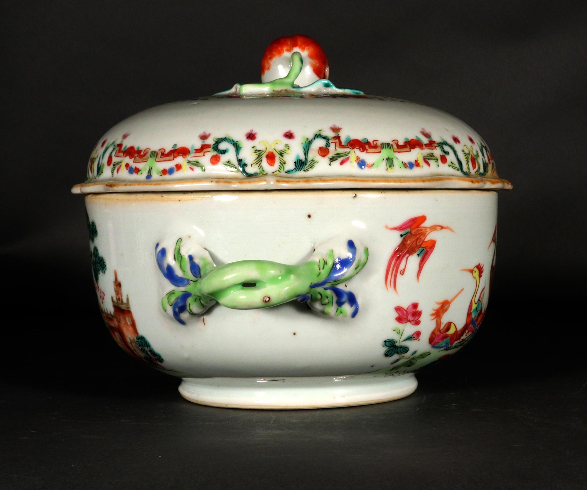 Soupière et couvercle de style Meissen en porcelaine d'exportation chinoise de la famille rose Bon état - En vente à Downingtown, PA