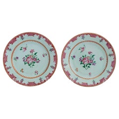 Chinese Export Famille Rose Porcelain Plates, Pair
