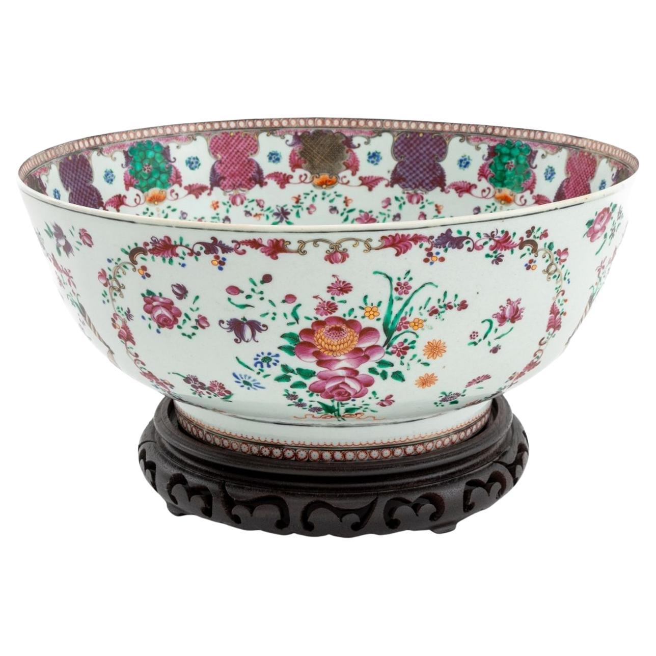 Bol à punch en porcelaine Famille Rose, exporté de Chine