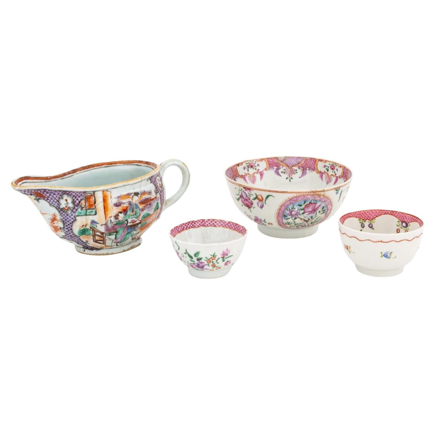 Chinese Export Famille Rose Porcelain Tableware, 4 For Sale
