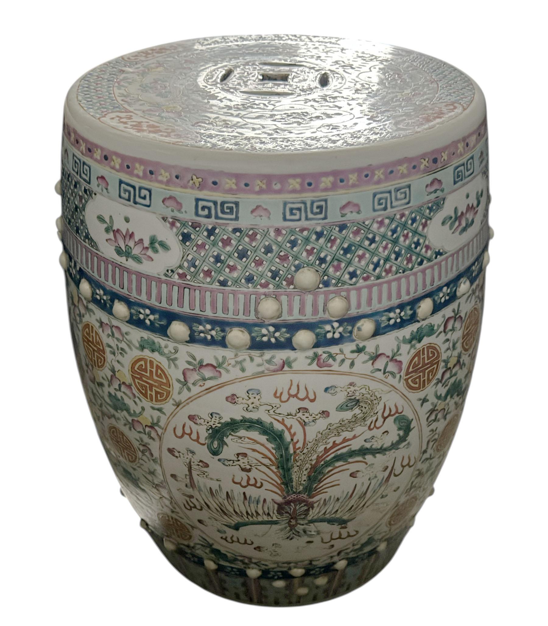 Chinese Export Famille Rose Terra Cotta Garden Stool For Sale 8