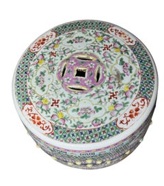 Chinese Export Famille Rose Terra Cotta Garden Stool