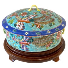 Chinese Export Famille Verte Box/Tureen with Stand, Late Qing