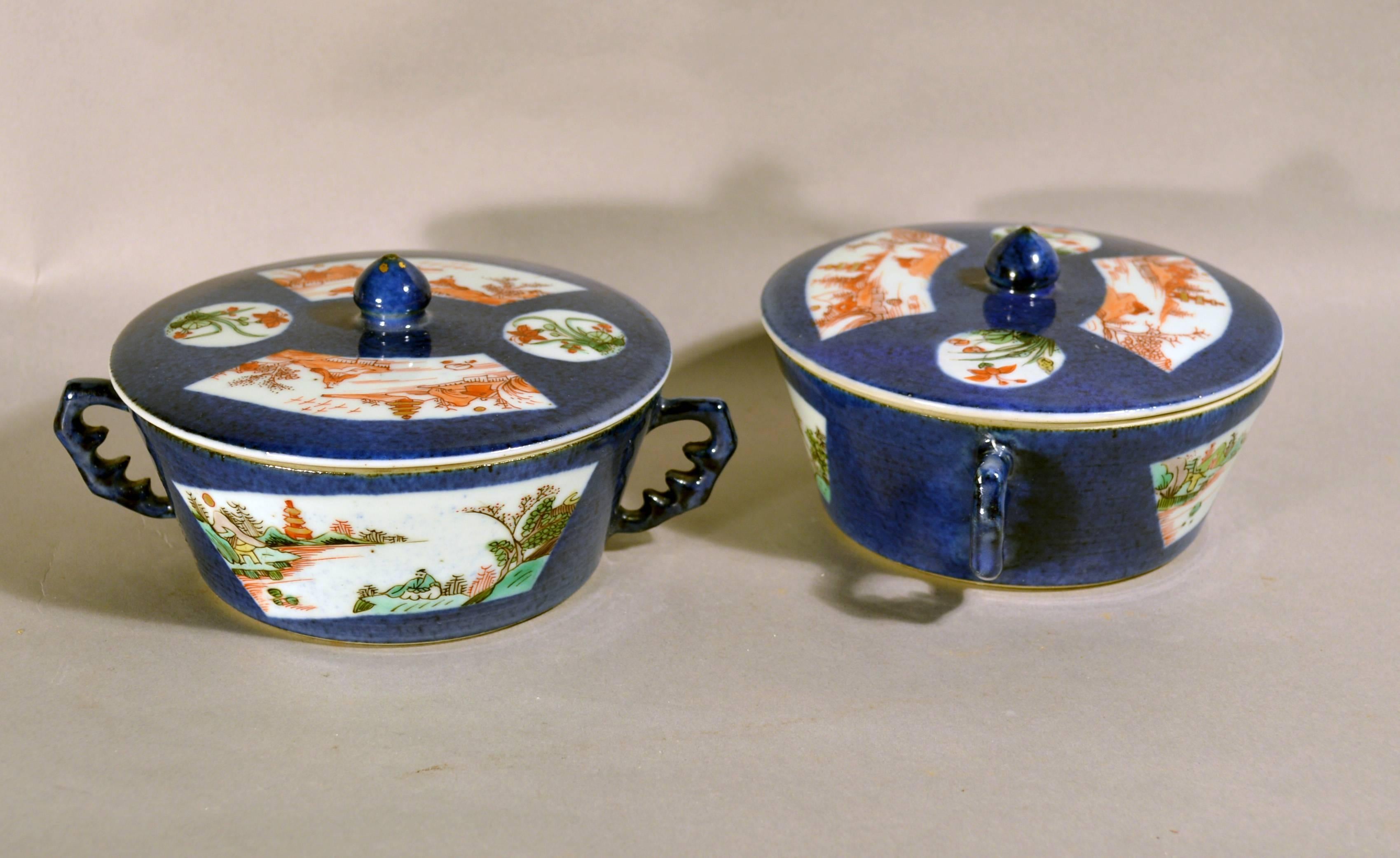 18th Century Chinese Verte Porcelain Sauce Tureens and Covers, Kangxi, circa 1720