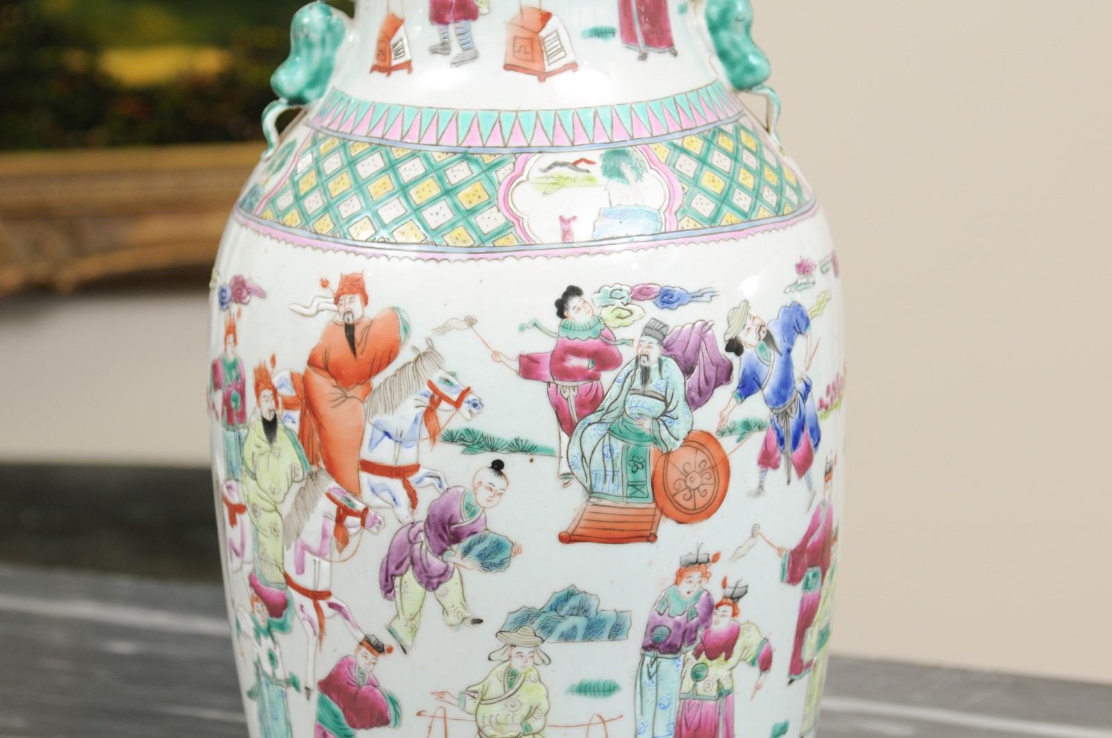 19th Century Chinese Export Famille Verte Porcelain Vase For Sale