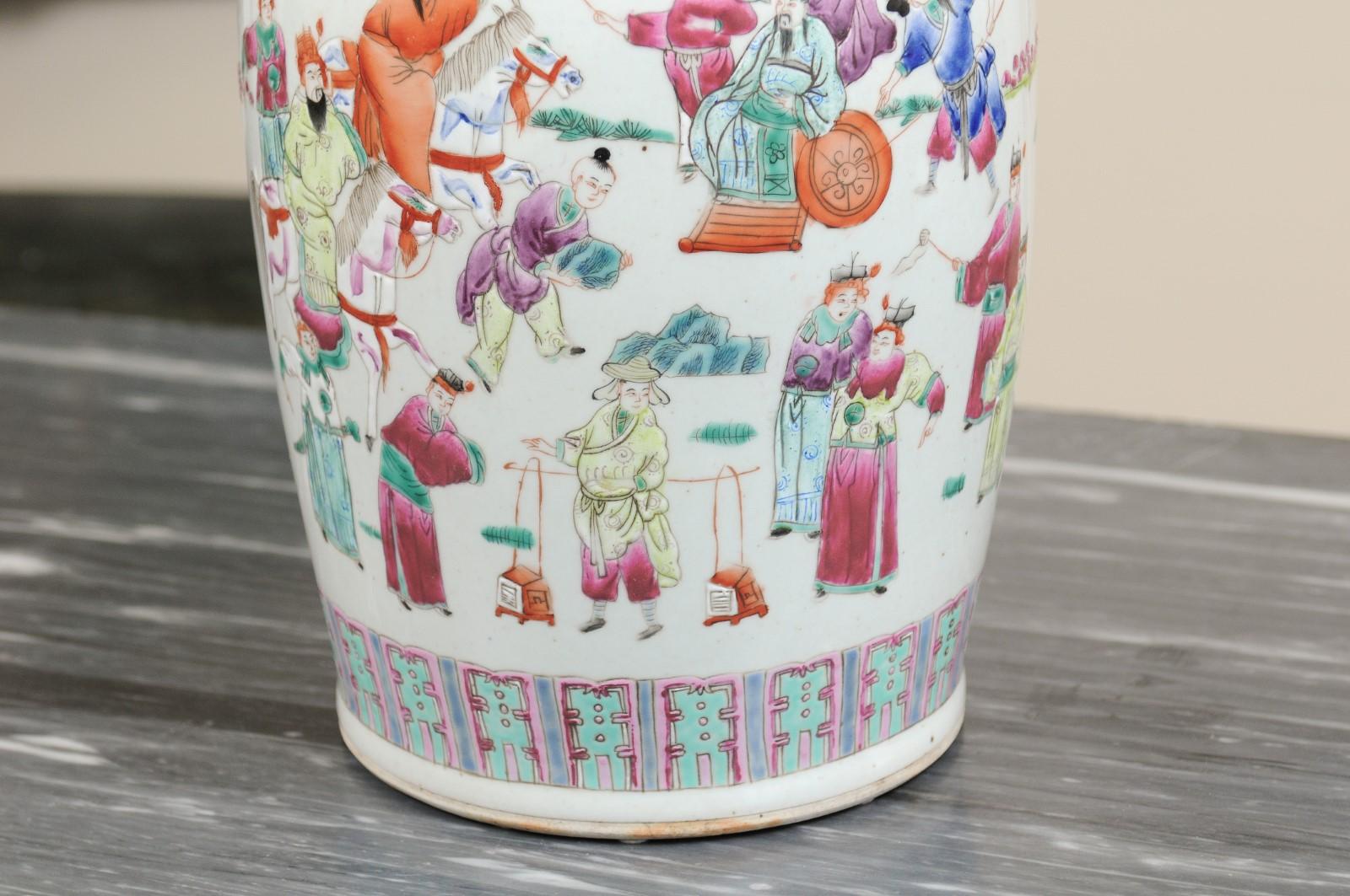 Paint Chinese Export Famille Verte Porcelain Vase For Sale