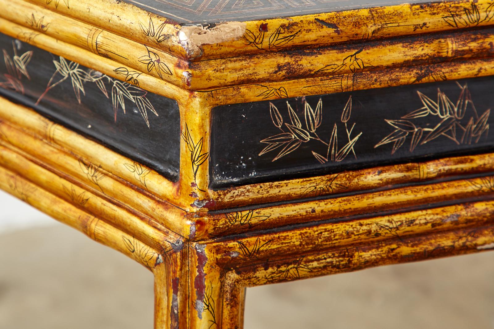 Chinese Export Faux Bamboo Gilt Lacquered Console Table 8