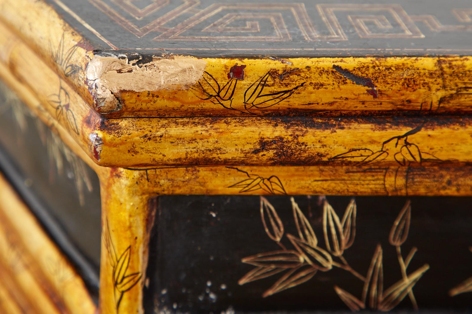 Chinese Export Faux Bamboo Gilt Lacquered Console Table 12