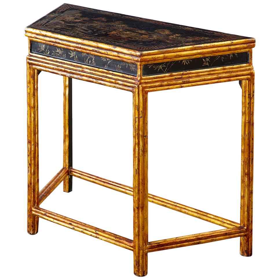 Chinese Export Faux Bamboo Gilt Lacquered Console Table