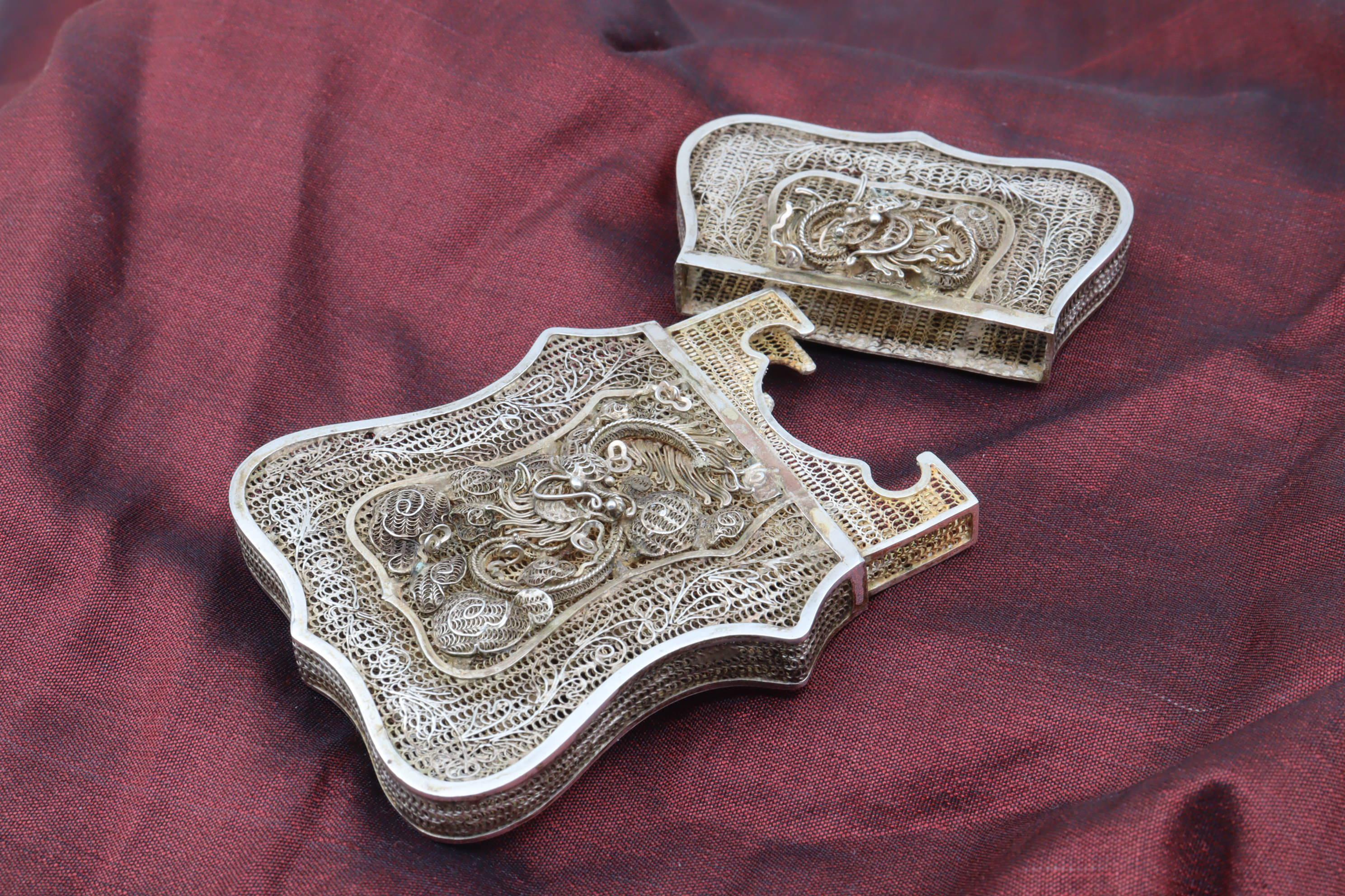 Chinese Export Filigree Silver Gilt Card Case In Good Condition For Sale In East Geelong, VIC