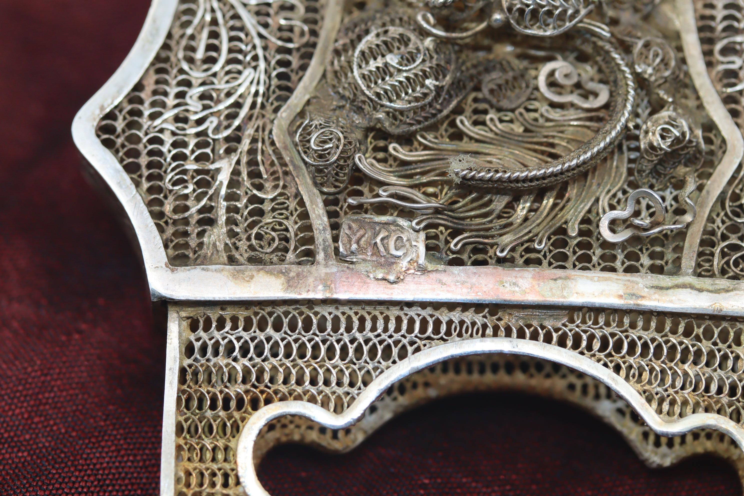 Late 19th Century Chinese Export Filigree Silver Gilt Card Case For Sale