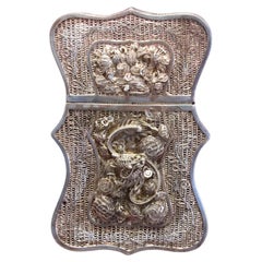 Chinese Export Filigree Silver Gilt Card Case