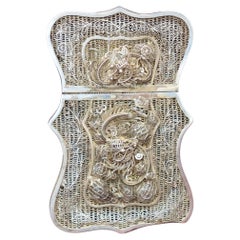 Vintage Chinese Export Filigree Silver Gilt Card Case