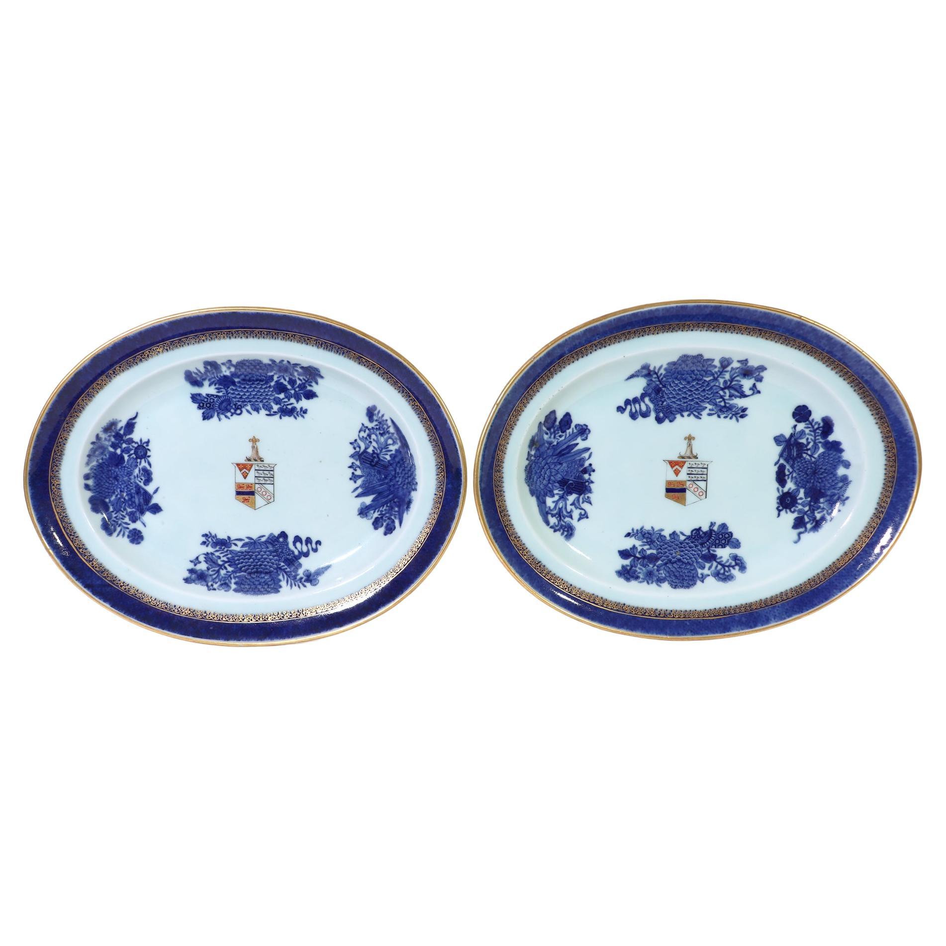Chinese Export Fitzhugh Armorial Dishes, Arms of Hill Dawe of Ditcheat House