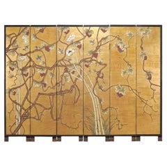 Chinese Export Flora and Fauna Gilt Coromandel Screen 8 Ft