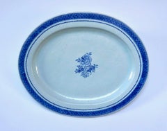 Chinese Export for Swedish Market Large Blue and White Oval Platter, circa 1790