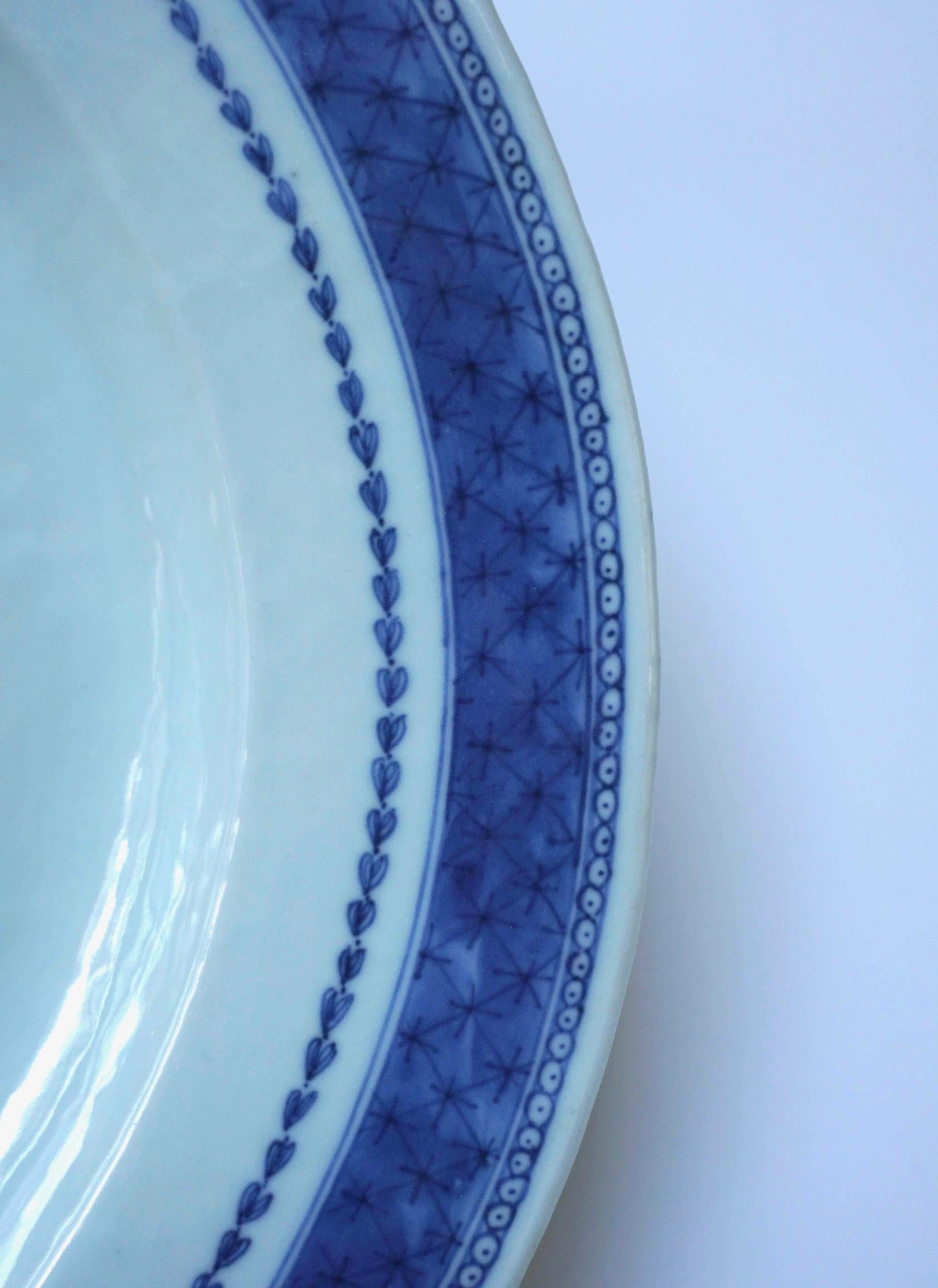 Chinese Export for Swedish Market Large Blue and White Oval Platter, circa 1790 1