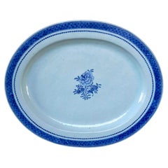 Chinese Export for Swedish Market Large Blue and White Oval Platter, circa 1790