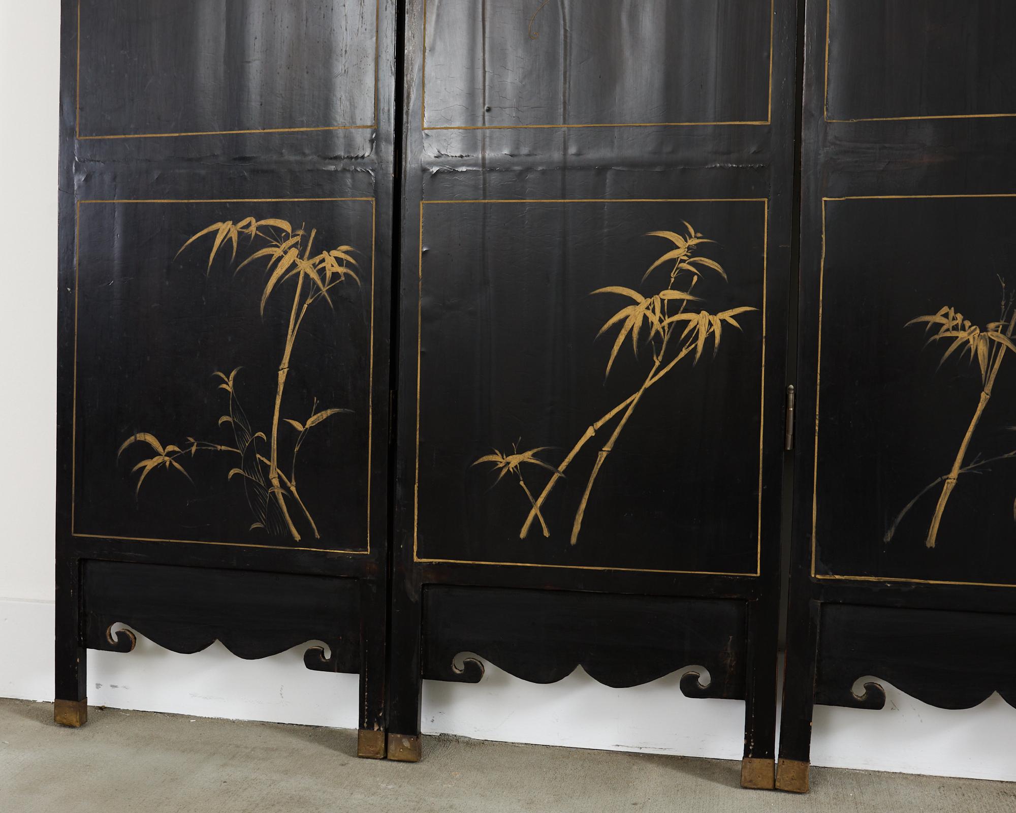 Chinese Export Vier Panel geschnitzt Speckstein Coromandel Bildschirm im Angebot 9
