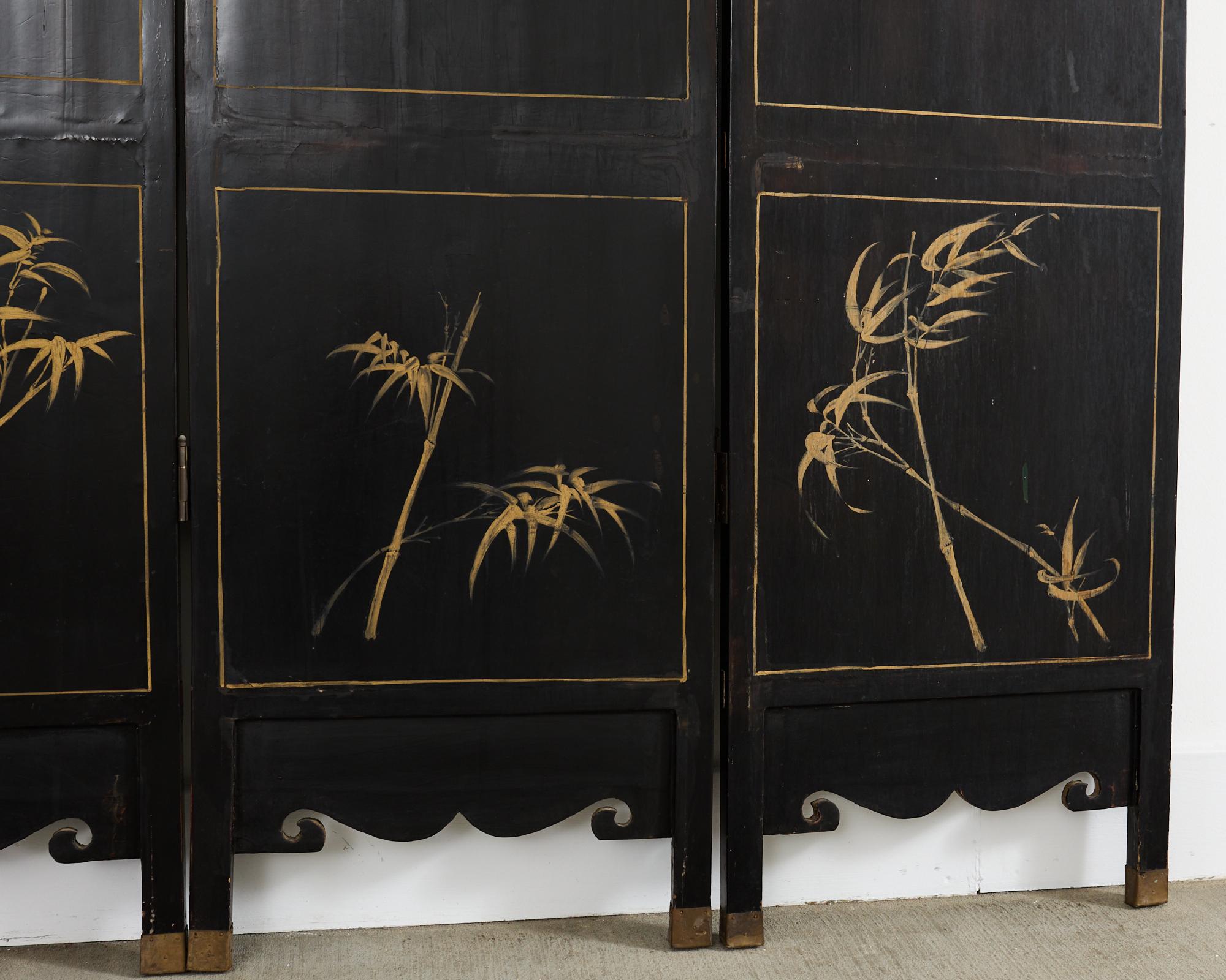 Chinese Export Vier Panel geschnitzt Speckstein Coromandel Bildschirm im Angebot 10