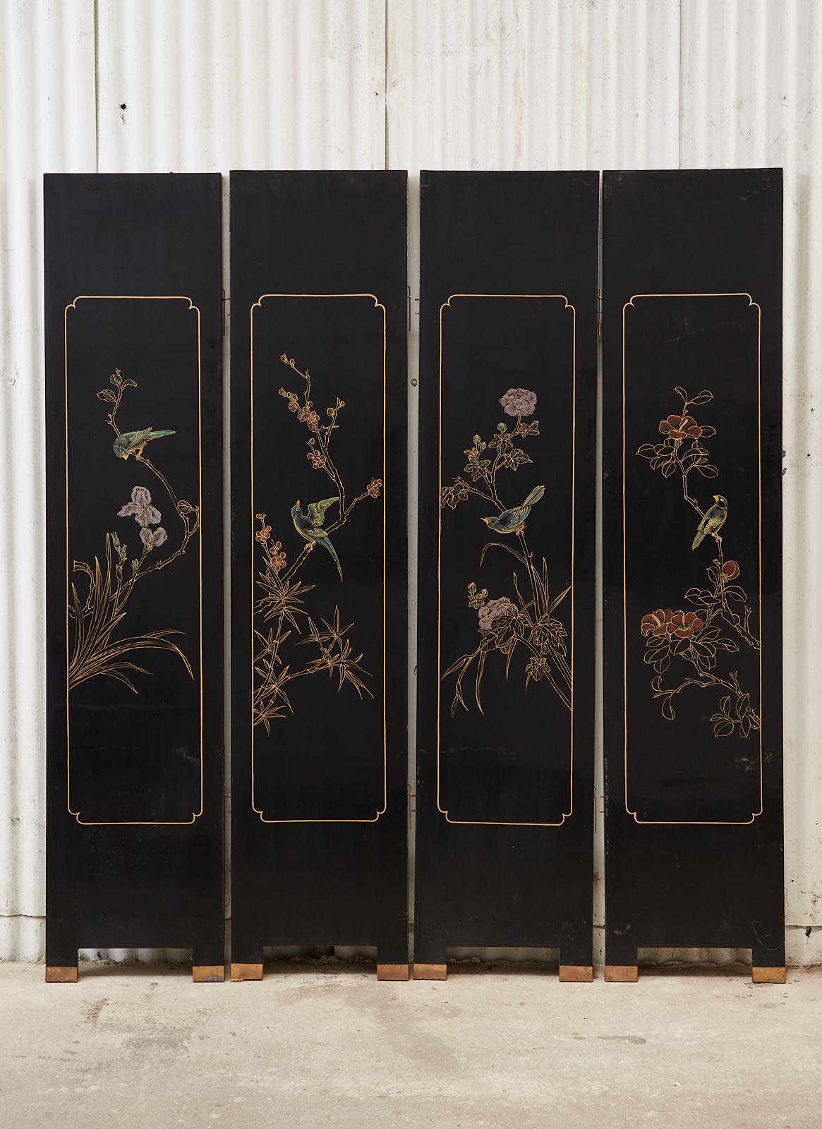 Chinese Export Four Panel Carved Soapstone Coromandel Screen For Sale 13