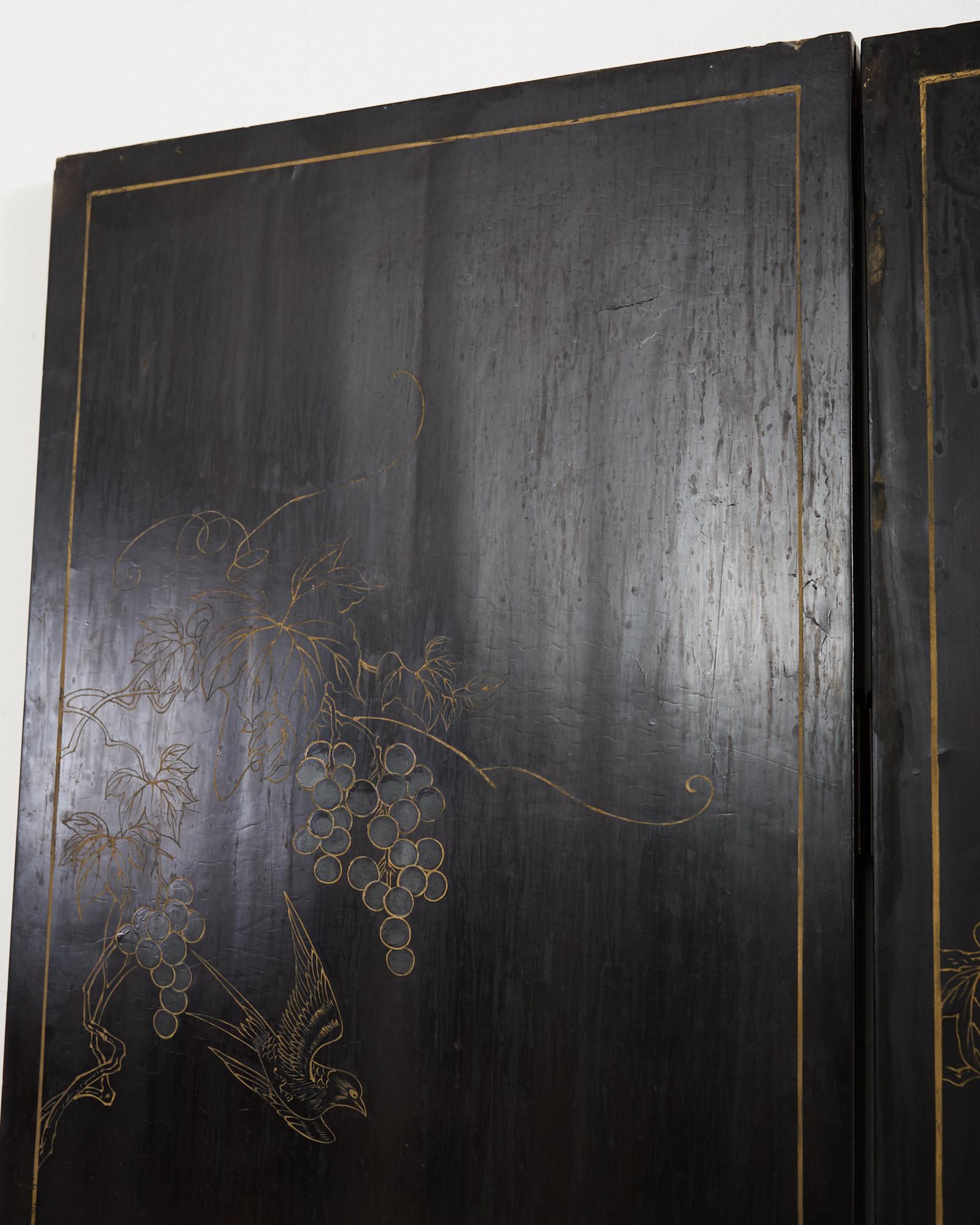 Chinese Export Vier Panel geschnitzt Speckstein Coromandel Bildschirm im Angebot 12