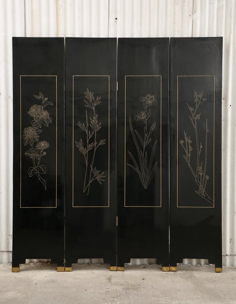 Chinese Export Four Panel Coromandel Screen Pastel Beauties For Sale 13