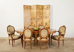 Chinese Export Four Panel Lacquered Gilt Coromandel Screen
