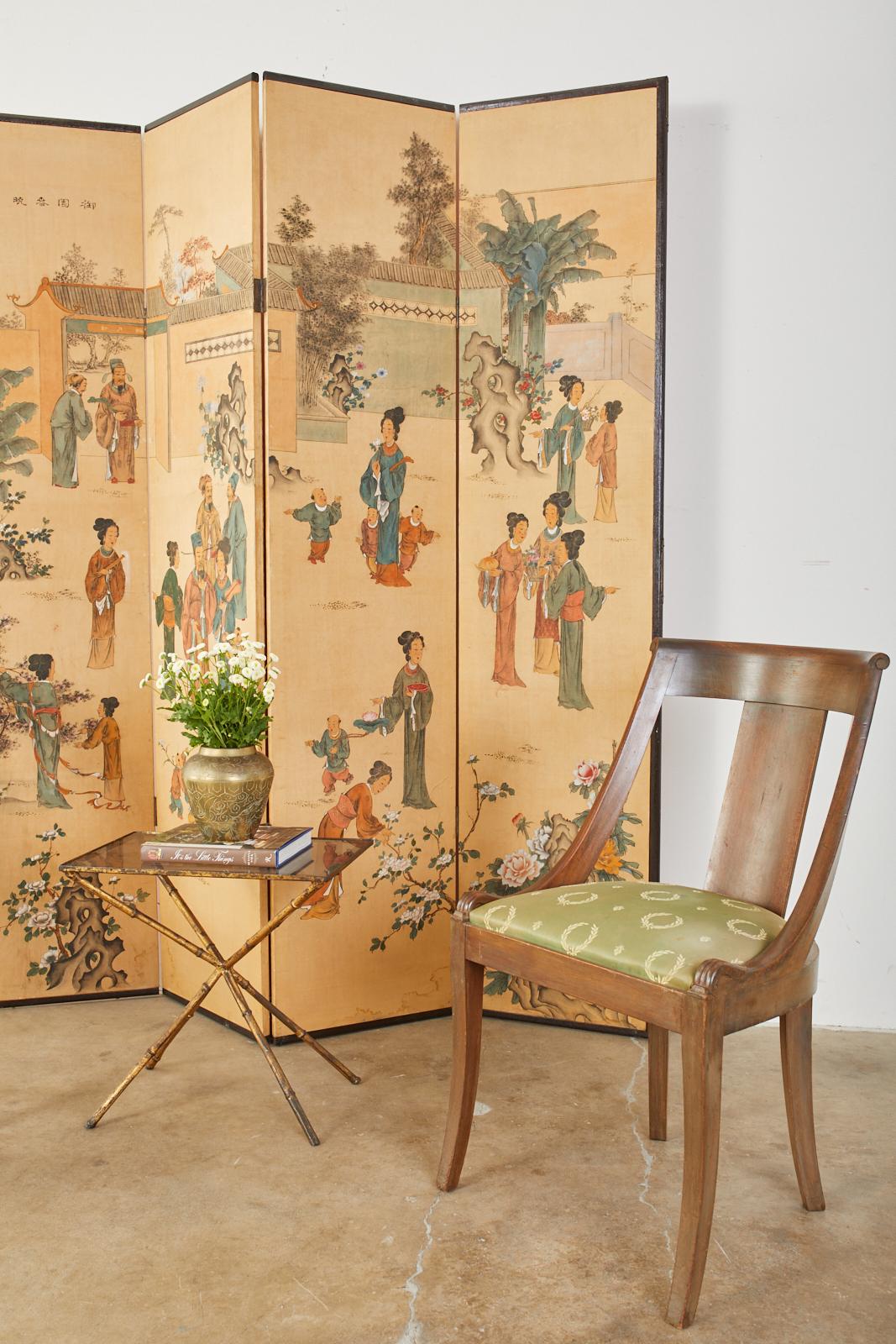 Chinese Export Four-Panel Painted Wallpaper Screen 6