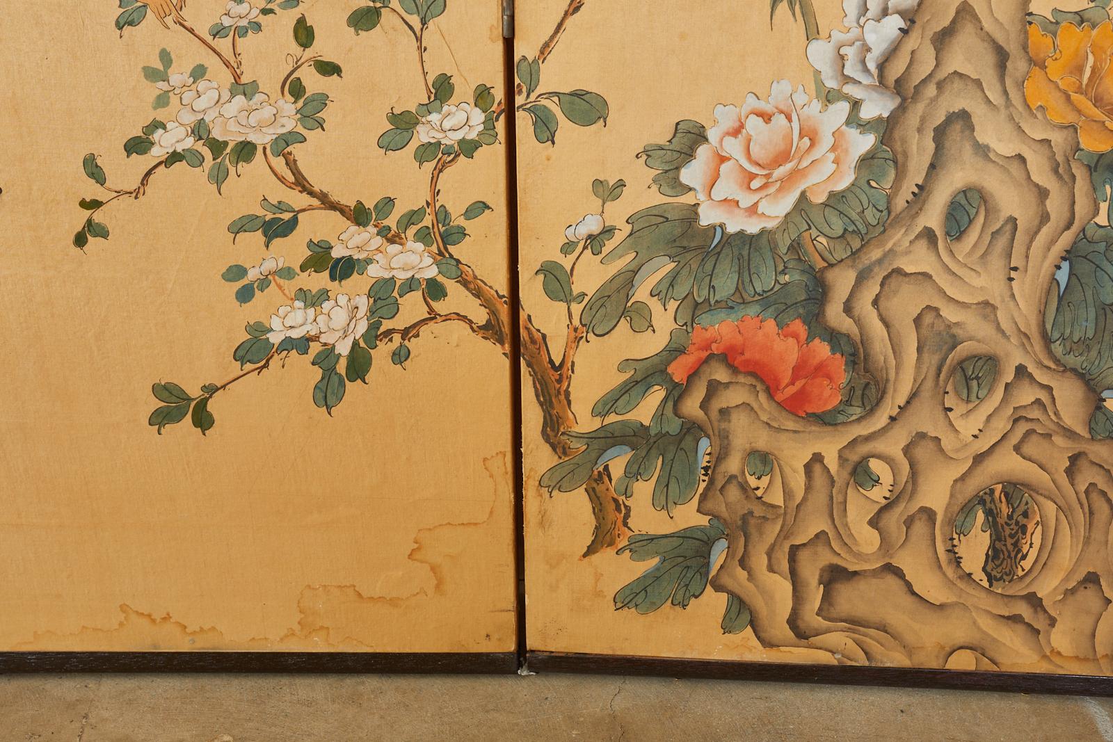 Chinese Export Four-Panel Painted Wallpaper Screen 10