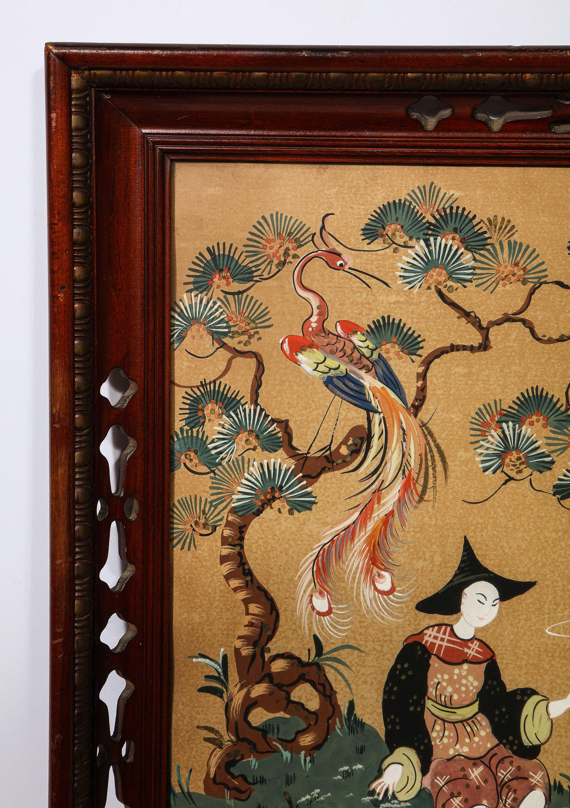 Chinesische Export-Gouache-Malerei (Chinesischer Export) im Angebot