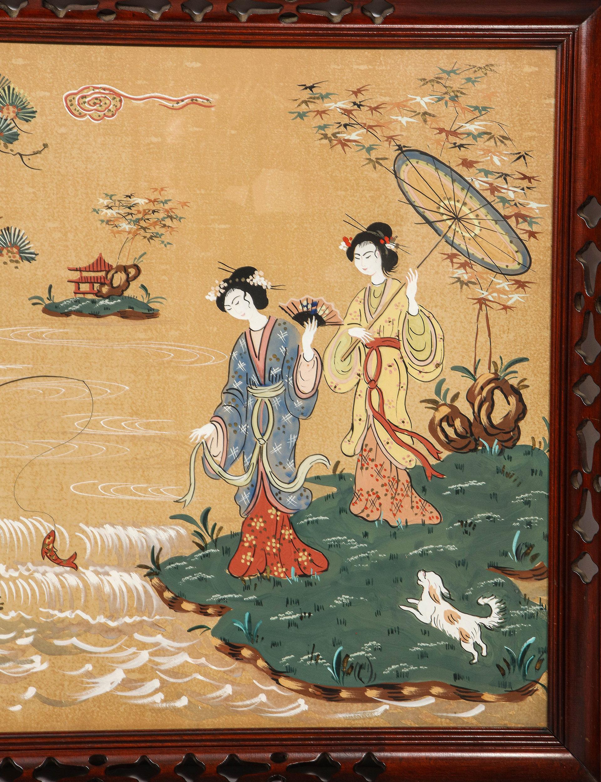 Chinesische Export-Gouache-Malerei im Zustand „Gut“ im Angebot in Lyndhurst, NJ