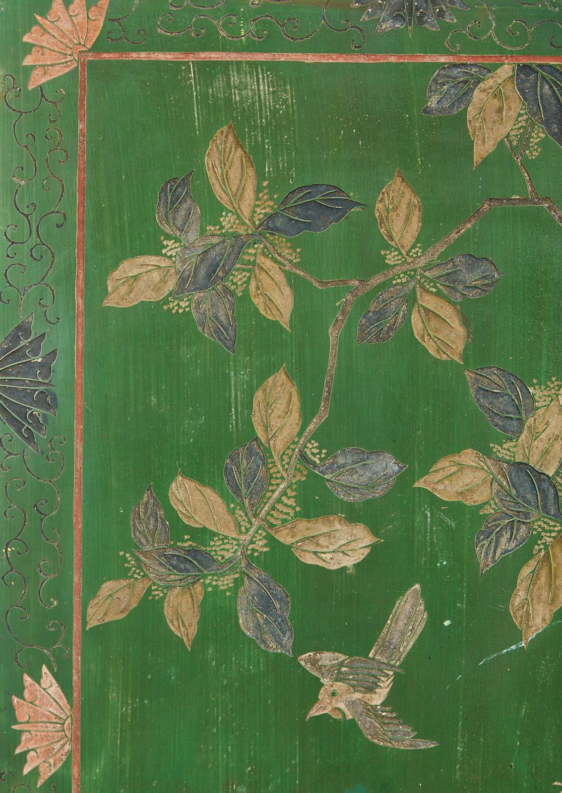 Chinese Export Green Lacquered Four-Panel Coromandel Screen 4