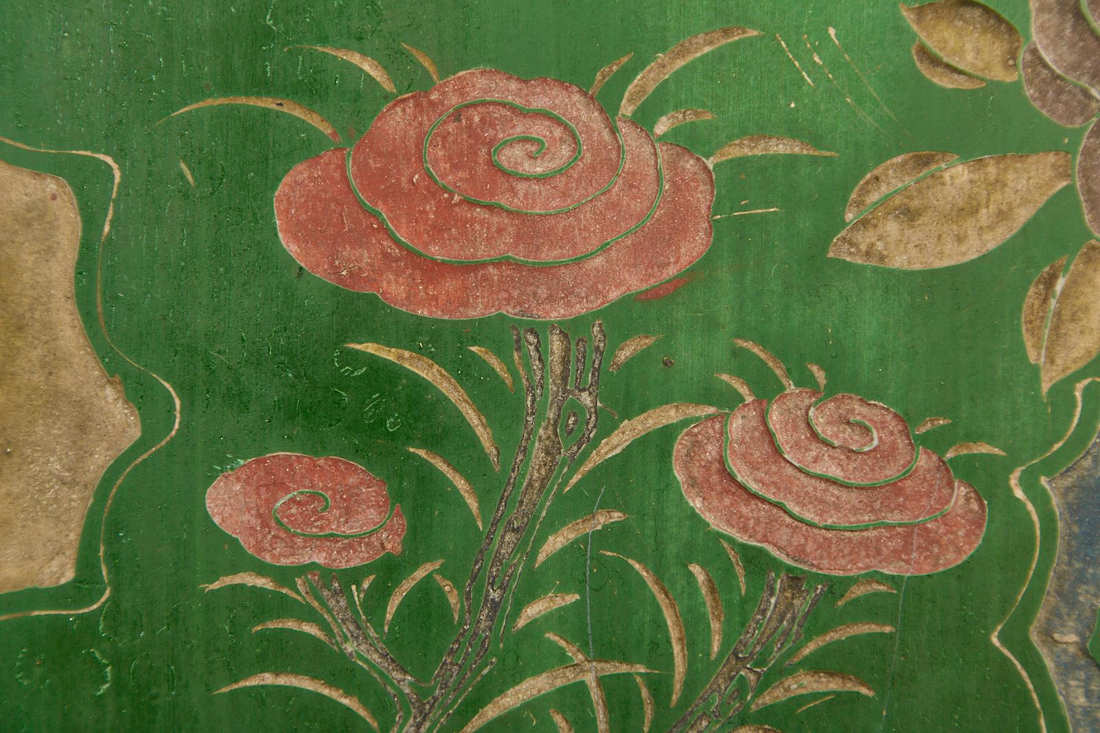 Chinese Export Green Lacquered Four-Panel Coromandel Screen 13