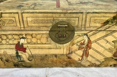 Chinese Export Hand Painted Pigskin Trunk