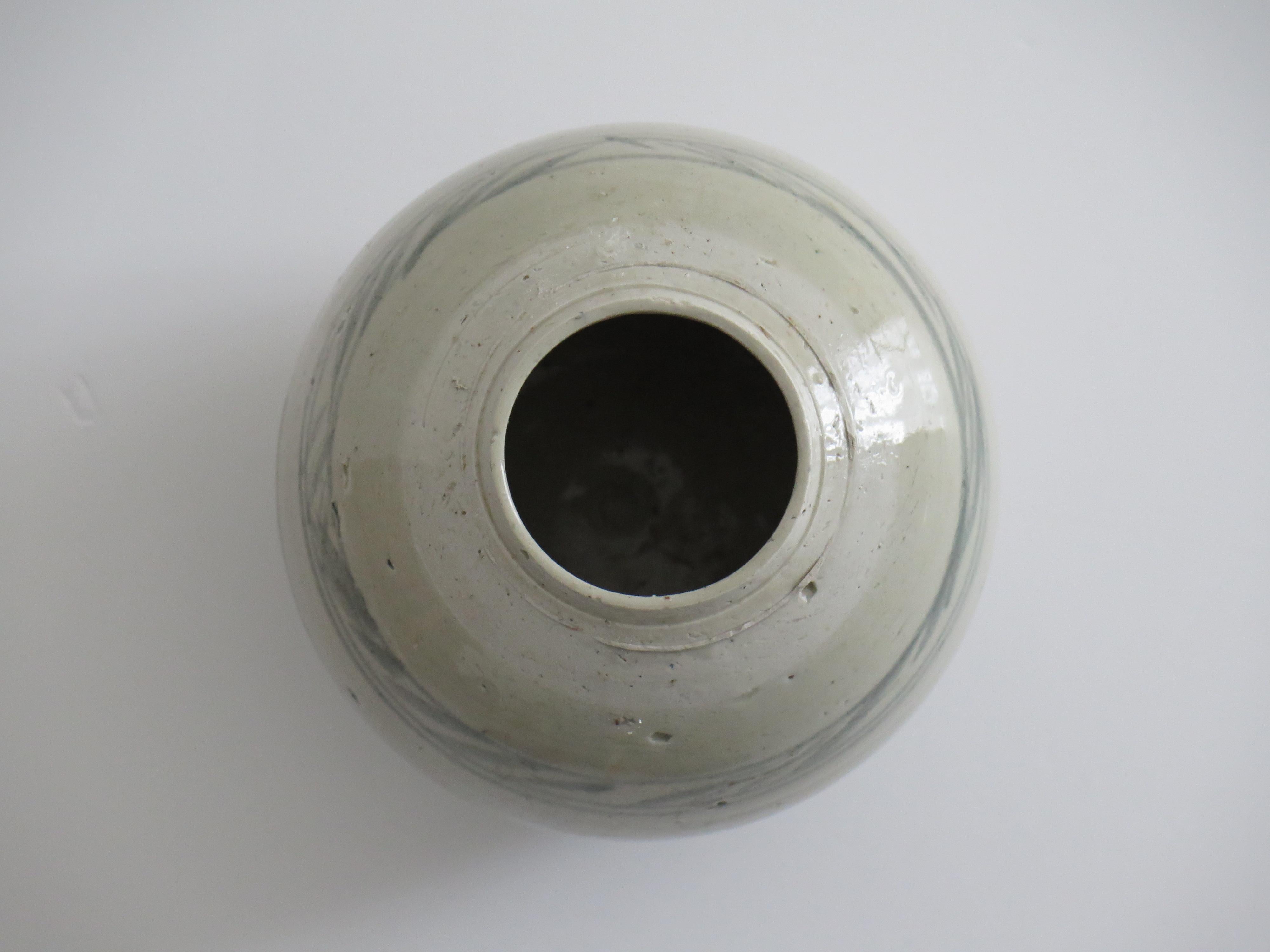 Jarre d'exportation chinoise de la fin du Ming Provincial Peint à la main glaçure céladon, 17ème siècle en vente 6